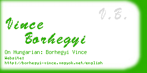 vince borhegyi business card